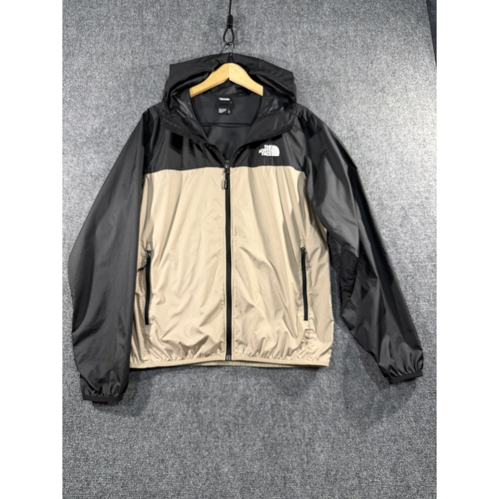 The North Face Men's Beige/Black Colorblock Hooded Zip Windbreaker Size Medium M